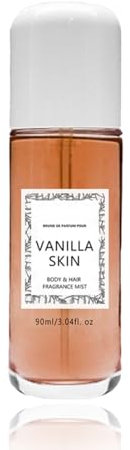 Vanilla Skin Vanille Parfüm - Vanilleextrakt Körper- Und Haarduftnebel, Vanille Haar & Körper Parfümspray, 90 ml Reisegröße Lang Anhaltender Parfümspray Für Dating-Reisen (Vanille Parfüm)
