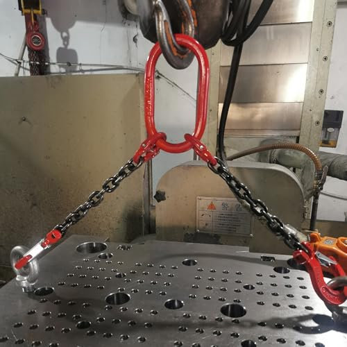 Anschlagkette 3 Tonnen Doppelschenkel-Kettenschlinge 5/16, Hochleistungs-Hebeschlinge mit Haken für Motorhebebühnen und wiederholtes Schleppen, Aufhängung aus legiertem Stahl G80(0.5m/1.6ft Long)