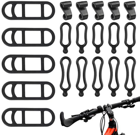 15Pcs Bike Flashlight Holder Band, Bicycle Silicone Band Bike Mount, Elastic Bike Light Straps with 5 S-Shaped Hook, Bicycle Handlebar Mount Band for Bicycle Torch, Cell Phones Speaker and Odometer