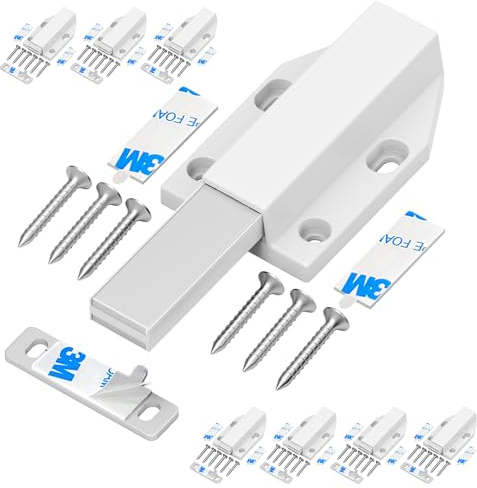 Serrure à Pression Magnétique sans Clous Tonitrui Placard Aimant Fermeture pour Armoire Tiroir Systeme Loquet Magnetique Verrou Poussoir Porte Amortisseur Pour La Porte de Placard (Blanc, 8 Pièces)