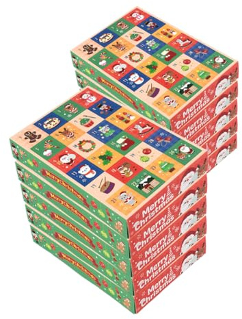 Garneck 10pcs Christmas Advent Calendar Box 24 Days Empty Countdown Boxes DIY Kraft Paper Advent Calendar Boxes to Fill Xmas Present Boxes for Kids Adults Family Friends