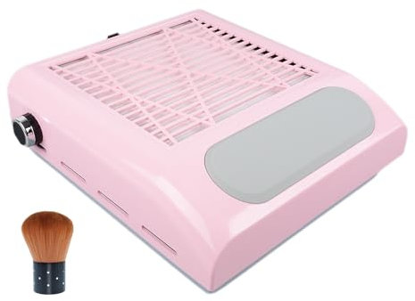 80W Nail Dust Collector, Nail Technician Dust Collector & Extractor,Powerful Adjustable Suction,Low Noise Dual Function Nail Dust Collector & Hand Pad for Efficient Nail Supplies(Pink)