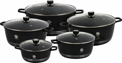 Non-Stick Pots Die-Cast Casserole Set Induction Compatible with Lids 10pc