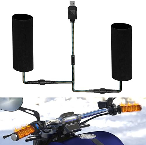 Heated Grips 1 Paar Motorrad Heizgriffe, Heizgriffe Abdeckung für Motorrad, Handgriffe Lenkerwärmer, IP67 Wasserdicht, 6 Gang Temperatur, 5V Lenkerheizung für Motorrad/Fahrrad/ATV