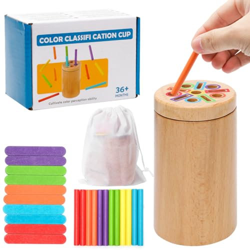 Kayuneed Montessori Spielzeug ab 1 2 3 Jahre, Holzspielzeug Kinder ab 1 Jahr, 2-in-1 Farbe Form Sortierspielzeug, Holz Farbe Sortierspiel Kinderspielzeug Motorikspielzeug ab 1 Jahr für Mädchen Jungen