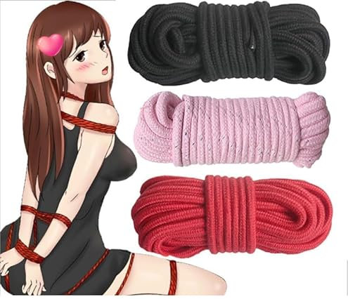 Cuerda de salto de nylon de 10 metros, doble uso de fitness y entretenimiento, 3 juegos, resistente al desgaste y antideslizante, Rosa Roja negra, regalo deportivo al aire libre original - Z