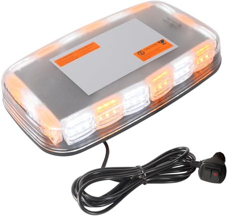 AOHEWEI Amber LED Stroboskop Warnleuchtenleiste, 108 LEDs 10 Blinkmodi Fahrzeug Notfall-Warnlicht, IP67 wasserdicht mit Magnetfuß für 12V/24V Anhänger, LKWs, SUVs, Baumaschinen