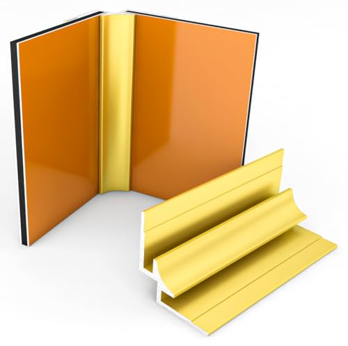 Kerabad Aluminium Profilsystem für 3mm Platten - 3 Meter - Alu-Profil für Duschrückwand Küchenrückwand - Inneneckprofil gold-eloxiert