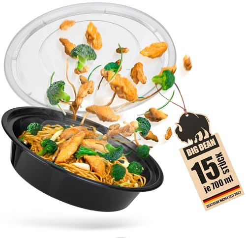 BigDean 15 Stück runde Meal Prep Boxen 700ml BPA frei wiederverwendbar lebensmittelecht Meal Prep Container Essensbox Lunchbox