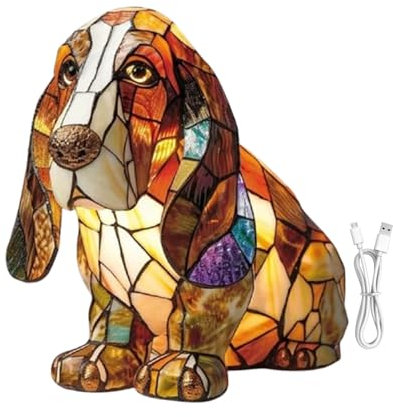 Dtaigou Hundelampe, Hunde Nachtlicht | Harz -Haustier -Nachtleuchte | Handbemaltem fleckig, Haustiergedenkdekor, Vintage Umgebungsbeleuchtung für Krankenbett Kinderzimmer Wohnzimmer Kinderzimmer