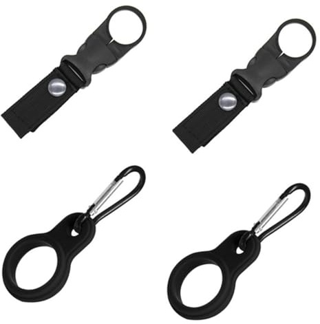 4 boucles de bouteille d'eau, mousqueton en aluminium léger, clip porte-bouteille de ceinture pour extérieur, porte-clés avec boucle de ceinture, porte-bouteille noir avec mousqueton, activités de