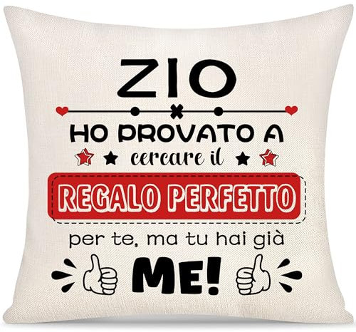 Yoskiasd Zio Regalo Copricuscino per Uomo da Nipote Copricuscini Personalizzato Decorativi Regali di Natale Compleanno Ho Provato a Cercare il Regalo Perfetto per te Regali Festa del papà (Zio-a)