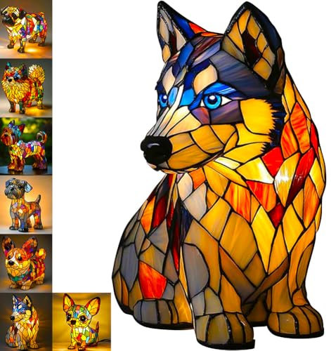 FranzöSische Bulldogge Nachttischlampe,LED Nachtlicht Hund In Mops,Corgi & Bulldog Design,Bunte Resin Dackel Deko Lampe FüR Schlafzimmer,Geschenk FüR Kinder & Hundeliebhaber,Zimmer Deko. (Husky)