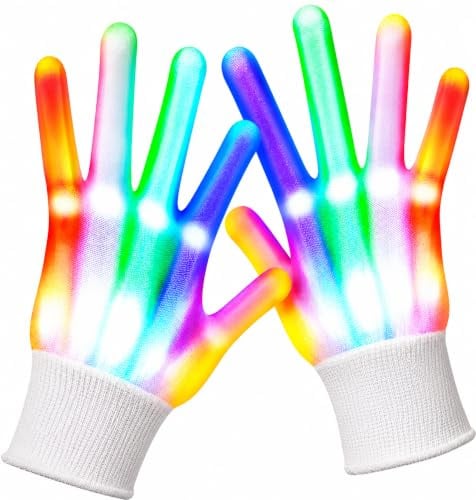 LED-Handschuhe Faschingskostüme Spielzeug Für Erwachsene Jugendliche 2026 | 5 Farben, 6 Modi, Coole Leuchtendes weihnachtsgeschenke Für Kinder ab 8 Jahren