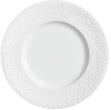Plato plano de cerámica en relieve para el hogar, postre dim sum occidental, plato plano de 10.25 pulgadas