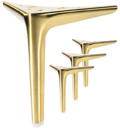 Anterrific 25 cm/9.8 inch Brushed Gold Furniture Legs, Metal Legs for Furniture Set of 4, DIY Replacement for Sofa, Cabinet, Ottoman, Table, Night stand and Dresser Legs (Brushed Gold, 25 cm)