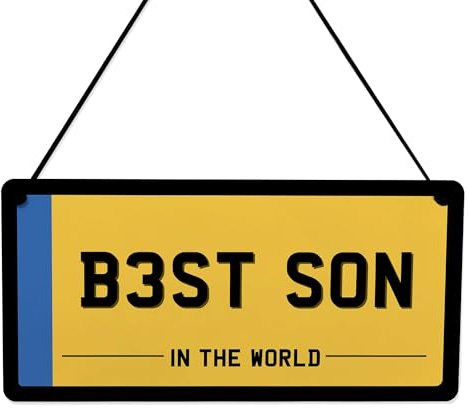 Red Ocean Son Novelty Licence Plate Hanging Sign For Man Cave Number Plate For Birthday Fathers Day Christmas Son From Mum and Dad Gfits Him