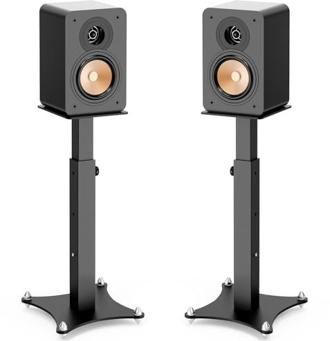 Futrue-Wolker Speaker Stand, Height-Adjustable 50-70 cm, Universal Speaker Stands Floor Pair with Cable Management, 30 kg Load Capacity, Super Stable, Set of 2