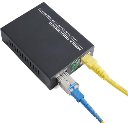 WSOLDMA 2 Stück Gigabit Ethernet LWL Medienkonverter Glasfaser 10/100/1000 Mbps inklusive SFP und RJ45 Single-Mode Dual LC Faser, 1310nm / 1550nm,3KM