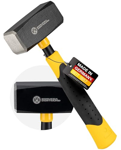 PICARD Fäustel BVB-Edition Nr. 304 1.250 g | Im Offiziellen Borussia Dortmund Design | Hammer Lizenzprodukt für echte Borussia Fans | Profi Qualität | Picard Hammer