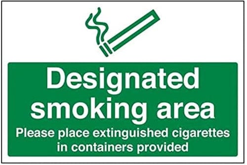V Safety Place Cigarettes In Container Provided Prohibition Sign - 300mm x 200mm - 1mm Rigid Plastic