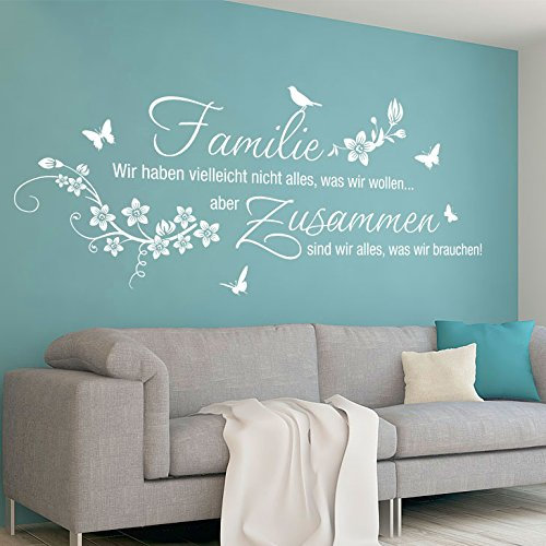 Grandora W5453 Wandtattoo Wandaufkleber Familie wir haben vielleicht Nicht Alles was wir wollen Wohnzimmer Flur schwarz (BxH) 135 x 58 cm