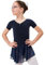 tanzmuster ® Ballettkleid Mädchen Kurzarm - Betty - aus Baumwolle mit Glitzersteinen und Chiffon Röckchen in marineblau, Größe:140/146