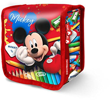 Mickey Mouse Crayons-Bolsa Térmica Porta Meriendas, Rojo, 15 x 14 cm