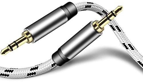 SNANSHI, cavo AUX da 3,5 mm (50 ft/15 m, suono Hi-Fi), cavo audio ausiliario 3,5 mm in nylon intrecciato cavo AUX compatibile per auto/casa, altoparlanti, cuffie, Sony, Echo Dot, Beats