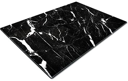 Glass Worktop Savers | Heat Resistant Worktop Protectors | Large Marble Effect Black White Art Chopping Boards