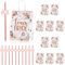 20 Pcs Hen Party Bags and Bachelorette Straws, SPOKKI Team Bride Bags Floral Rose Gold Paper Gift Bags and Disposable Bridal Shower Paper Straws for Party Wedding (Gril)