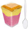 DLux Dessert Cups with Lids and Spoons, 160 ml 100 Pcs - Clear Plastic Parfait Appetizer Cups, Square Large Reusable Shot Glass Bowl for Party Desserts Appetizers - with Recipe Ebook
