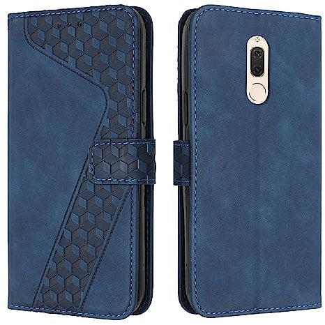 YIRRANZD Custodia per Huawei Mate 10 Lite, Cover a Libro in Pelle PU con Slot Cart e Silicone TPU Bumper, Flip Caso Portafoglio Cover per Huawei Mate 10 Lite (Blu)