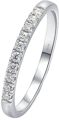 Homxi Trauringe Damen,Ring Weißgold 18K Rund 0.15ct Diamant Ringe Silber Groß 49 (15.6)