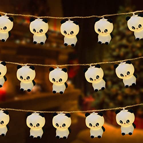 Riaxuebiy 3M 20LED Panda-Lichterketten,Panda Laternen Dekoratives Nachtlicht Lichterkette für Terrasse Weihnachten Urlaub Valentinstag Kinderzimmer Dekor (USB-betrieben)