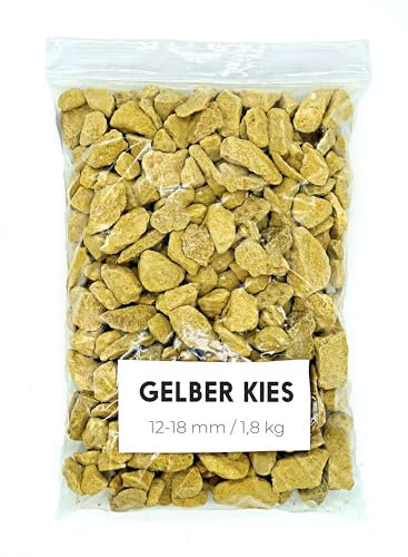Landare Kies Gelb 1,8Kg - Dekosteine - Zierkies - Dekosteine für Vasen - Kieselsteine - Deko Steine Kleine - Ziersteine - Zierkies Bunt - Steine Garten (12-18 mm)