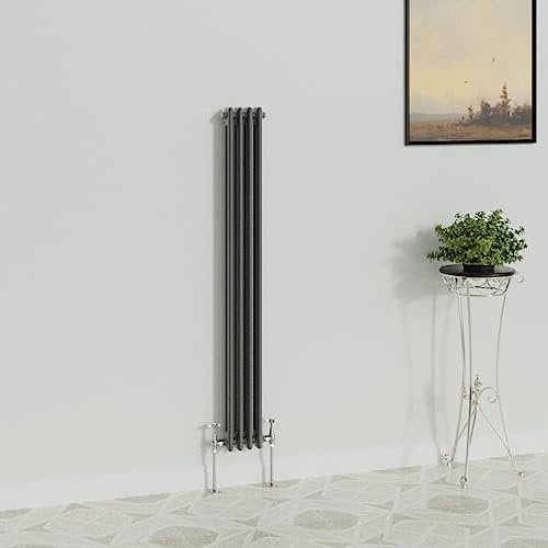 WarmeHaus Radiatore Tradizionale Antracite Verticale Doppia Colonna Ghisa Radiatori Grigio Alto Riscaldamento Centrale 1500x200mm
