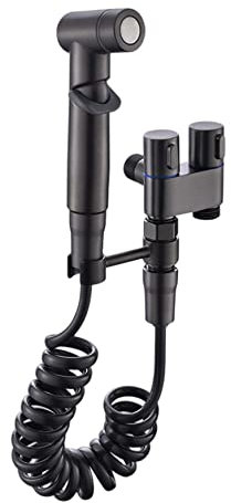 Bidet Taps, 1 in 2 Out Dual Control Ventil 1 in 2 Out Waschmaschine Toilette Wasserhahn für Bidet Badezimmer Schwarz