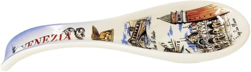 Poggia Cucchiaio Appoggia Mestolo in Ceramica Venezia Souvenir - 26,5 x 9 x 3 cm.