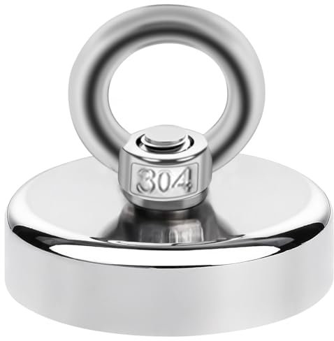 Magnete Stark, 60mm Neodym Magnete Extra Stark Magnetfischen, Groß Stark Neodym Ösenmagnet Magnethaken, Neodymium Magnet mit Senkloch-Augenschraube für Werkstatt, Teichbergung, Kreuzfahrt