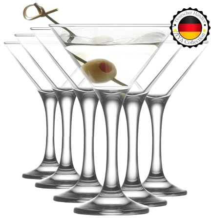 LAV Luxus Martini Gläser 6er Set 175 ml Martinigläser 100% BLEI FREI Cosmopolitan Gläser, Martini Glasses Set, Cocktailgläser, Party Trinkgläser, Martini Gläser