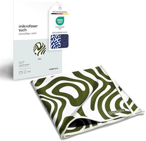 Bellphany XXL Brillenputztuch 30x30cm - Mikrofasertuch Microfaser Optikerqualität zur Reinigung von Brille, Smartphone, Tablet, Kamera, Stripes