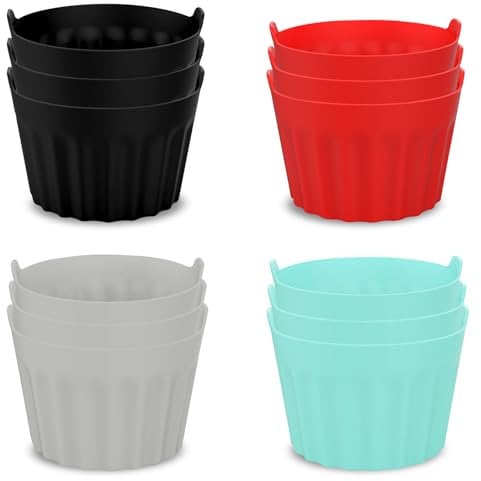12pcs Ramekins for Air Fryer,Air Fryer Egg Poacher Mould,Silicone Muffin Cases,Ramekins for Air Fryer Poached Eggs,Reusable Silicone Moulds Liners Air Fryer Accessories