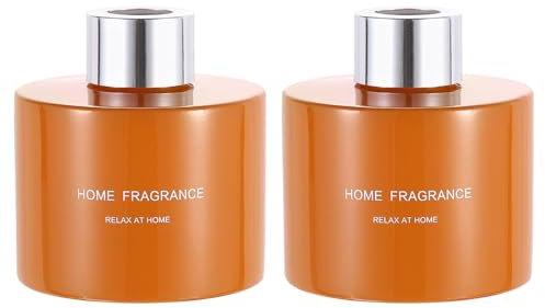 sourcing map 2pcs Empty Glass Diffuser Bottle 140ml/4.7oz Refillable Fragrance Accessories Aromatherapy Jar Container for Replacement Reed Diffuser DIY Home Bathroom Orange with Silver Tone Cap