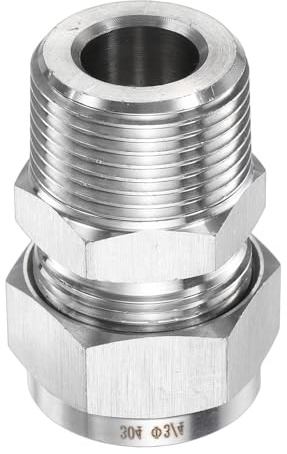sourcing map Compression Fitting 3/4 Tube OD x 3/4 PT Male Thread Stainless Steel Straight Coupler Adapter Compression Tube Pipe Fitting Connector for Oil Gas Water