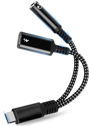 RISVOWO 2 en 1 Adaptateur USB C Jack 3.5mm, ELEPRUC Adaptateur Casque avec PD 60W Charge Rapide, Prise Type C vers AUX Adattatore, Cable Jack Type-C pour Appareils USB-C Hi-Res