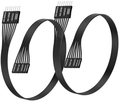 ELFJMZP 2-Pack Motherboard Front Panel Verlängerungskabel, 24AWG Flachbandkabel für HDD LED+/-, POWER LED+/-, POWER SW, RESET SW, für Computer Schalter Reset HDD Festplatte, 30cm/11.8in