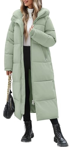 Vancavoo Women's Coats Long Jacket Winter Puffer Quilted Parka | Ladies Padded Overcoat with Two-Way Zip, Side Zip Hem Slits and Side Pockets for Everyday Wear