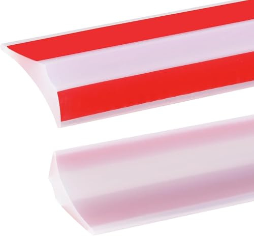 2M Barriera Doccia Ferma Acqua Silicone Doccia per Barriera Stop Acqua Soglia Striscia di Ritenzione Bagno Arresto Doccia Autoadesivo, Trasparente(15x12mm,Due adesivi di supporto,)