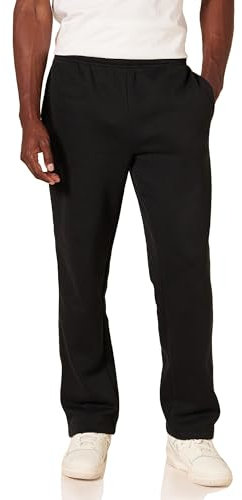 Amazon Essentials Pantaloni Sportivi in Pile con Fondo Aperto (Disponibili in Taglie Extra Forti) Uomo, Nero, S